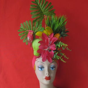 HEAD WRAP Tropical Fruits  FUCHSIA Carmen Miranda ,photo session, carnival,tropical piece