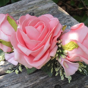 Pink  Roses and Calla Lilies hair flower Cluster Comb