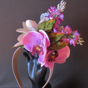Hawaiian Tropical  PURPLE ORCHIDS headband Wedding,Bridal Hair piece, Beach,