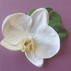 Hawaiian White Orchid HAIR PIN, wedding, luau, tiki, tropical, beach party...