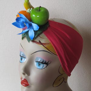 Tropical Fruits FUCHSIA HEAD WRAP Carmen Miranda style