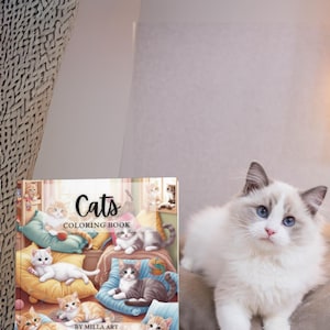 Cat Coloring Book | 20 Cat Coloring Pages | 8.5&quot; x 8.5&quot; | Downloadable PDF