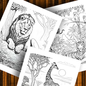 Savannah Animal Coloring Pages | Lions, Giraffes, Zebras, Elephants | Printable Savannah Creatures | Downloadable PDF