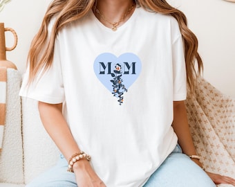 T-shirt à fleurs en forme de coeur pour maman, coton doux, cadeau pour la fête des mères