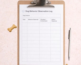 Dog Behavior Observation Log Printable | Anxiety & Trigger Tracking Sheet
