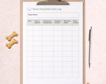 Senior Dog Daily Care Log – Printable Comfort & Wellness Tracker