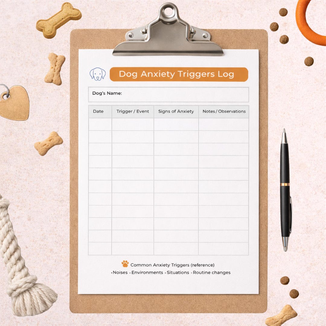 Dog Anxiety Triggers Log Printable | Behavior and Care Tracking Sheet ...