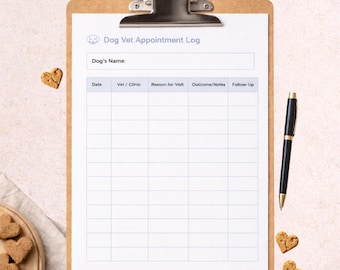 Vet Appointment Log Printable | Pet Health Visit Tracker + Bonus Reference