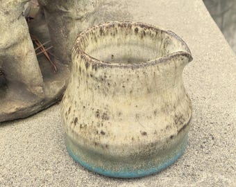 Small Squat Studio Pottery Creamer Turquoise & Speckled- Good to Hold - No Handle