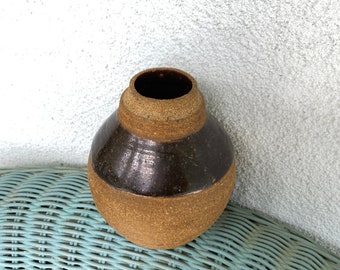 Stoneware Vase 5T" Unglazed and Salt Glaze Signed