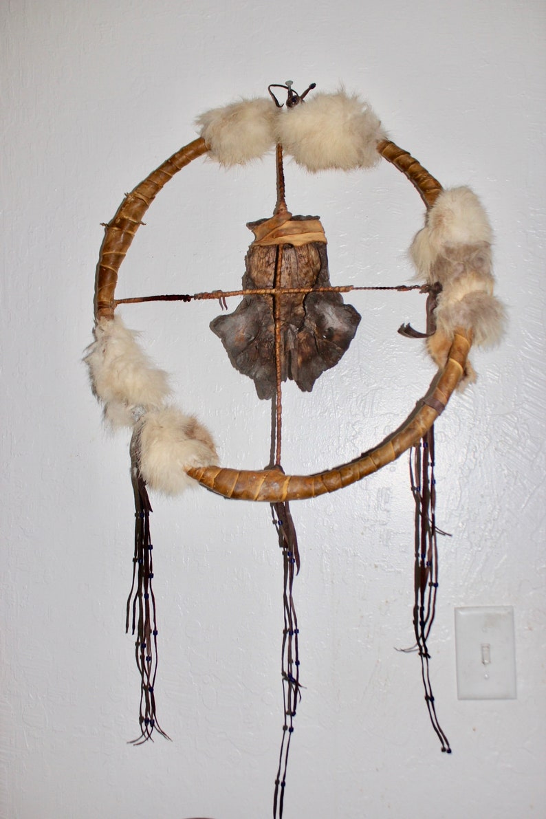 Download Large Native Mandala Wall Hanging Deer Skull Leather Fur ...