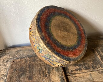 Antique Native American Drum Plains Indian 14.5"