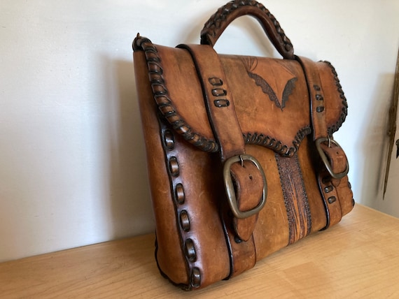Artisan 1960s Handmade Leather Briefcase - Truly … - image 4