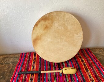 Vintage Hand Frame Drum & Beater Native American Style 15"