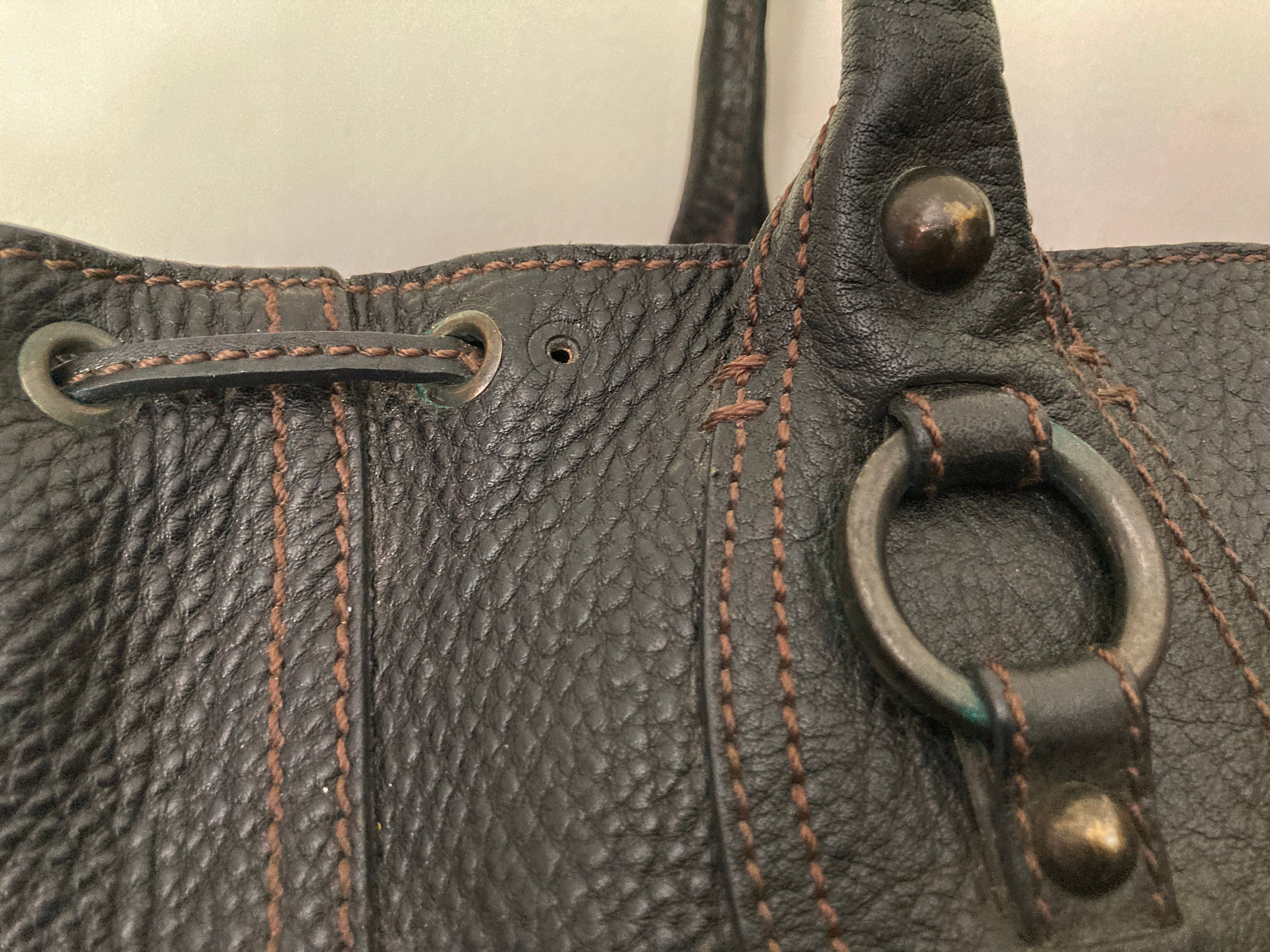 Vintage Black Pebbled Leather Bag Large Hobo Tote Banana Republic Made in Turkey Unisex Etsy Ireland