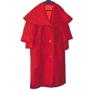 Vintage Red Wool Inverness Coat Cape Coat