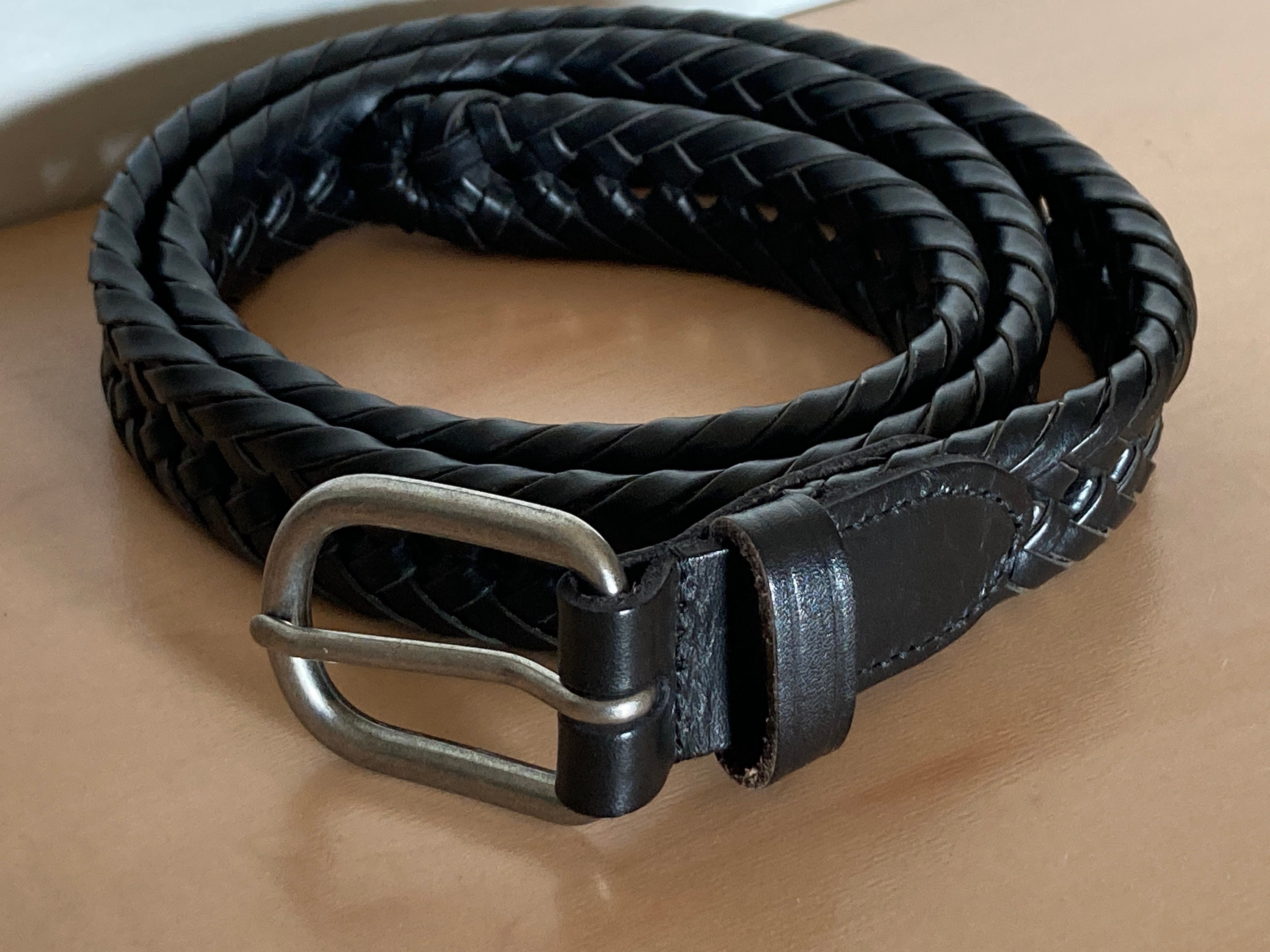 ?VTG Genuine Leather Black Braided Belt with Silver Buckle Buy Black Western Braided Belt For Men | Silver Buckle  main image 3