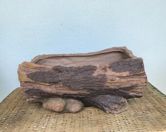 1960s Large Faux Bois Log Planter 18L"