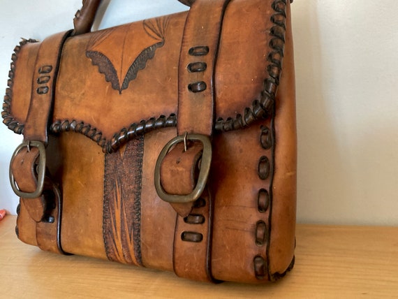 Artisan 1960s Handmade Leather Briefcase - Truly … - image 2