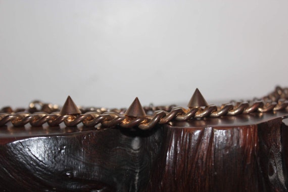 Heavy Brass Spiked Choker Chain - Spikes - Goth H… - image 3