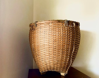 Vintage Woven Split Bamboo Basket 14T x 15W"