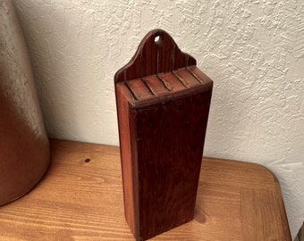 Antique Knife Block Rack Primitive Hanging Wood Handmade