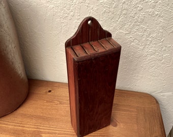 Antique Hanging Knife Block Rack Wood Handmade