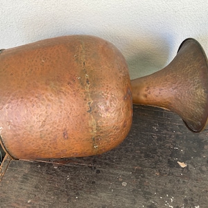 Large 14.25T&quot; Hammered Copper Footed Bowl - Rustic Modern Planter Vase Centerpiece