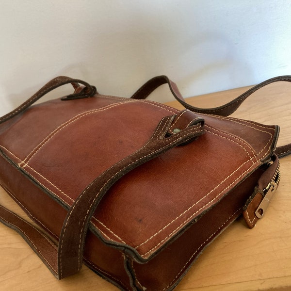 Vintage Chestnut Leather Purse Small Briefcase Handbag Rectangular - for iPad?