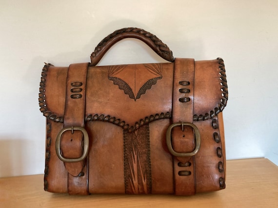 Artisan 1960s Handmade Leather Briefcase - Truly … - image 1