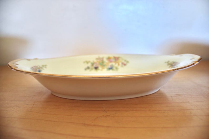 Meito China Relish Dish Tray Bowl Gold Rim Yellow White Floral Etsy
