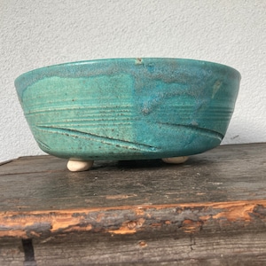 Isabel Pérez Judge 10.5W" Pottery Turquoise Bowl Deep Pottery Bowl Janesville California
