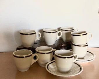Vintage Espresso Cups Syracuse China (Saucers are SOLD) White Black Gold