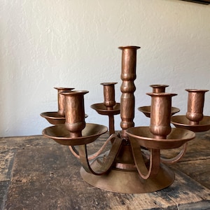 Antique Copper Candelabra - Hand Hammered & Heavy