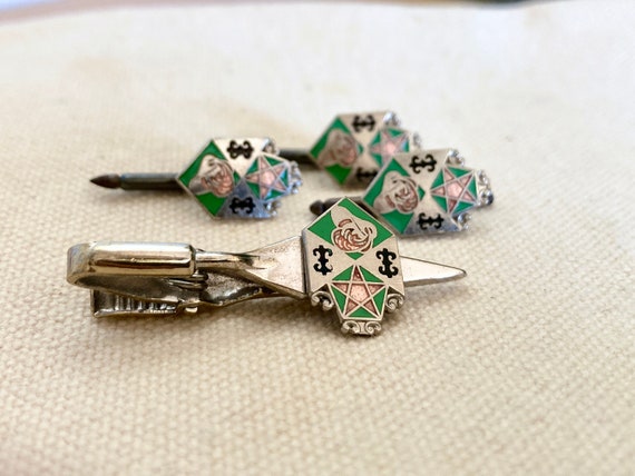 VTG Masonic Eastern Star Shirt Studs and Tie Clas… - image 2