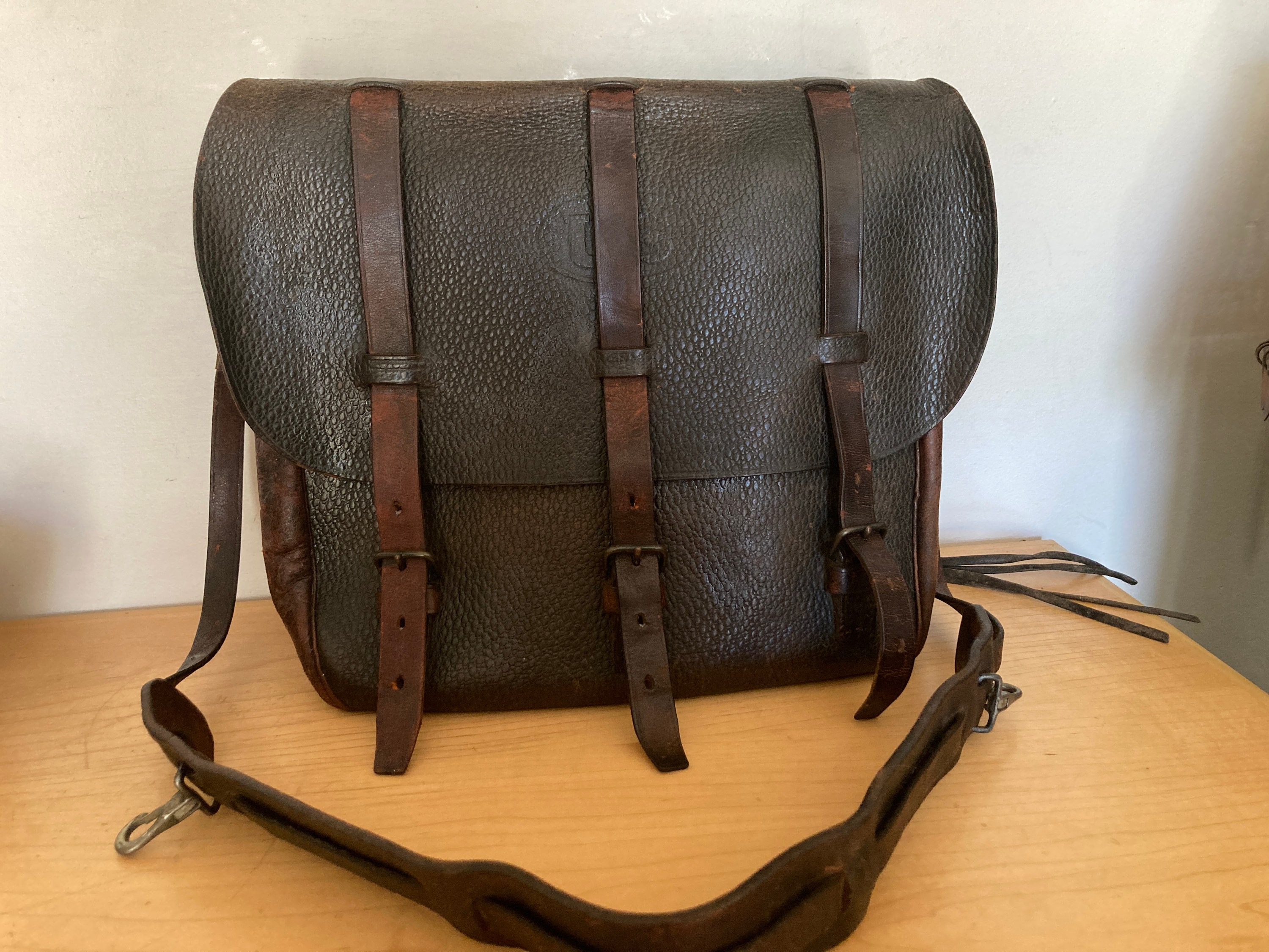 Handmade leather messenger bag, Leather mail bag