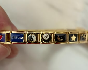 Bracciale italiano in oro, ciondoli personalizzati in oro con l'Italia, ciondoli per braccialetti italiani personalizzati, bracciale con l'Italia, regalo per lei, regalo di laurea