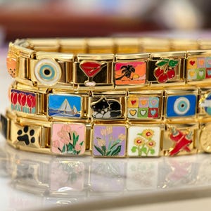 Custom Italian Charm Bracelet, Gold Italy Charms Bracelet, Vintage Best Friend Bracelet, Handmade Italian Watch Bracelets for Women Gifts
