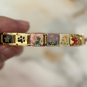 Personalized Italian Bracelet, Custom Gold Italy Charms, Gold Italian Bracelet, Italy Charms, Gold Italian Charm Bracelet, Gift for Her