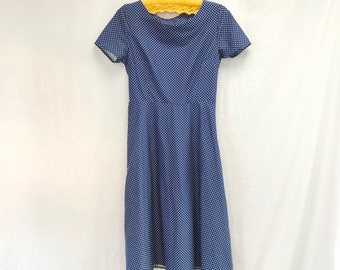Sweet Royal Blue & White Polka Dot - Cute as Heck - Fit and Flare Simple Feminine Day Dress -- Sm