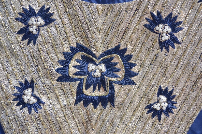 Cropped Short Gorgeous Embellished Ethnic Beaded Top w Puff Sleeves XS