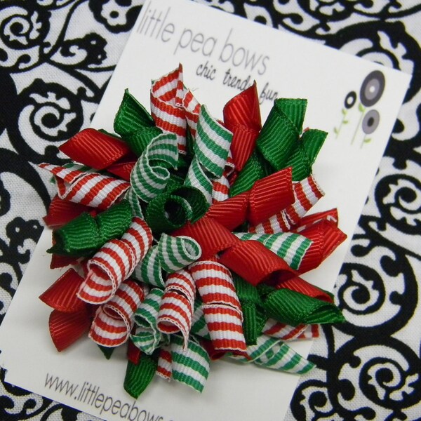 LPB - Red & Green Solids and Stripes Christmas Boutique Korker Bow