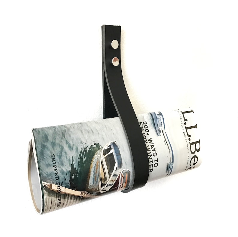 NOBI Leather Multi Strap BLACK Towel Rack Magazine Holder Etsy