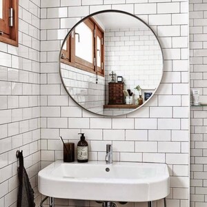 20" SMALL Round Wall Mirror - Entryway Mirror, Bathroom Mirror, Large Round Mid Century Modern ...