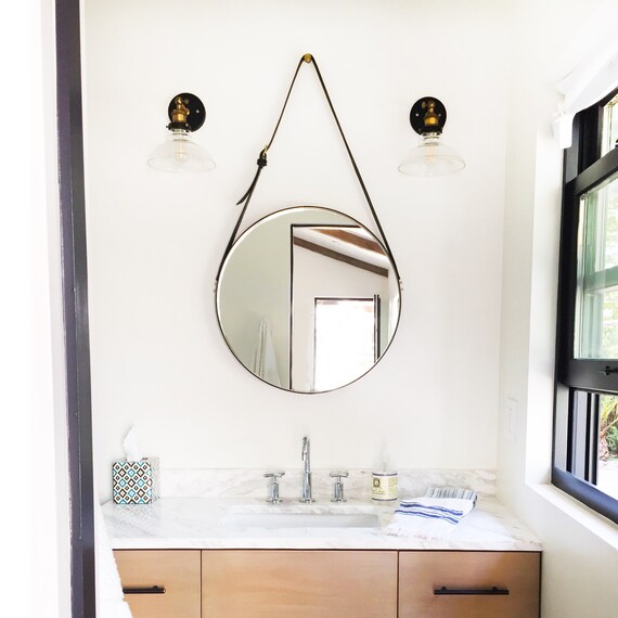 Nobi Strapped 20 Small Mirror Adnet Jamie Young Style Captain S Hanging Bddw Gobi Round Leather Bathroom Entry