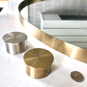 20" SMALL Round Wall Mirror - Entryway mirror, bathroom mirror, large round mid century modern, minimalist, brushed stainless silver, gold image 9