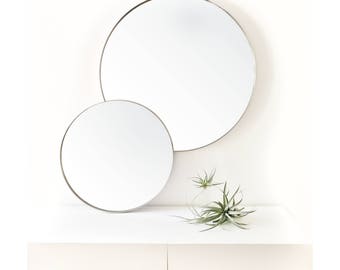 MODERN 28" 32" LARGE Round Mirror - Entryway mirror, console mirror, metal mirror, bathroom mirror, mid century minimalist silver