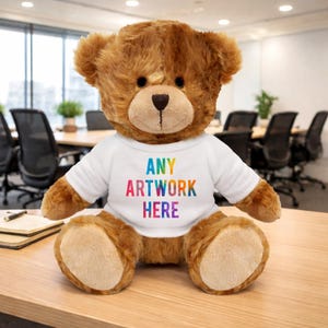 Charles, Personalised, Plush Teddy Bear, Custom Printed Text, Logo, Wearing A T-Shirt, Great Company, Mascot, Branding, Event, Present, 20cm