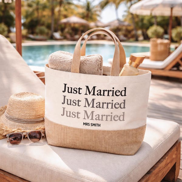 Bolso de mano personalizado para recién casados, bolso para la luna de miel, regalo personalizado para la novia, bolso de boda con fecha estimada, bolso de viaje para la novia, regalo para la despedida de soltera.