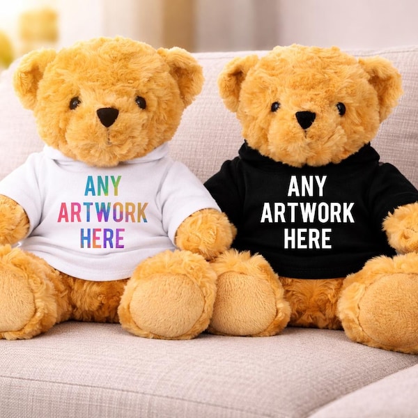 Victoria, Personalised, Plush Teddy Bear, Custom Printed Text, Logo, Wearing A Hoodie, Great Company, Mascot, Children's Toy, Promotion